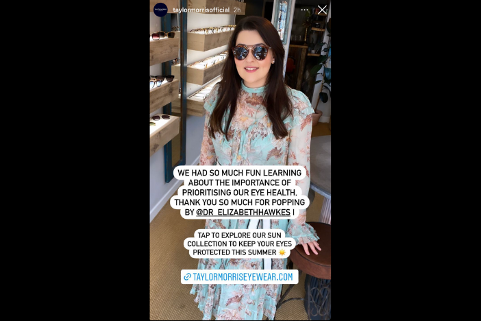 Miss Elizabeth Hawkes on Taylor Morris' Instagram story