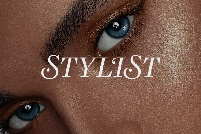 Close up of woman's eyes with Stylist logo imposed