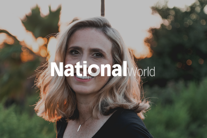Middle aged to slightly older woman with National World logo superimposed