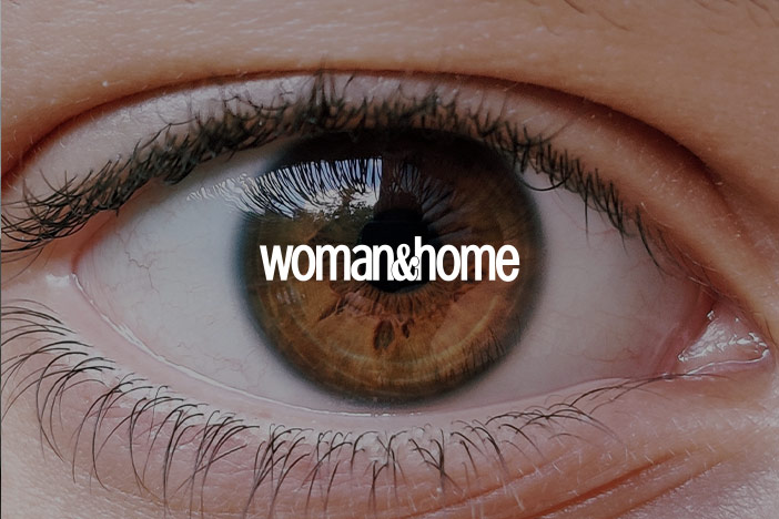 An eye looking at the camera with the Woman & Home logo superimposed on top
