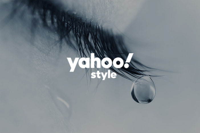 A watering eye facing downwards. The 'Yahoo! Style' magazine logo is superimposed on top.
