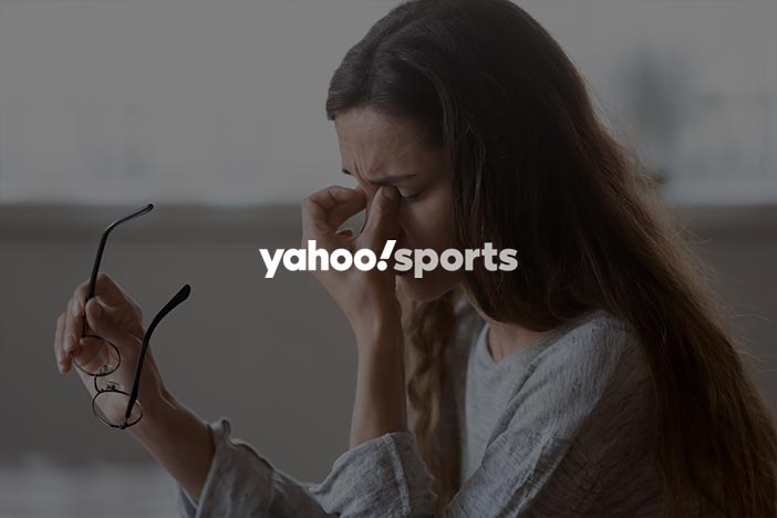 Forehead taping with Yahoo! Sports Canada logo superimposed on top.